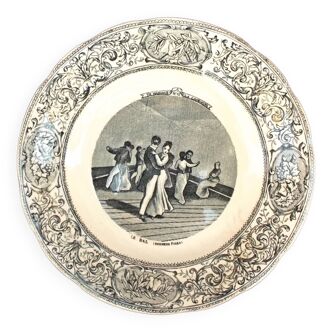 Assiette décorative en porcelaine opaque de Gien Collection " Un mariage la campagne" N°1 2