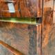 Bedside of Jean-Claude Mahey in elm magnifying glass and brass circa 1970
