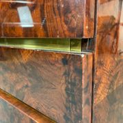 Bedside of Jean-Claude Mahey in elm magnifying glass and brass circa 1970