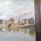 Oil on canvas signed Louis Galichon Riverbank landscape