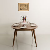 Custom-made solid walnut dining table with 4 extensions, for 6 to 16 people