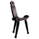 Sculpted wooden tripod chair in French Wabi Sabi, early 20th century.