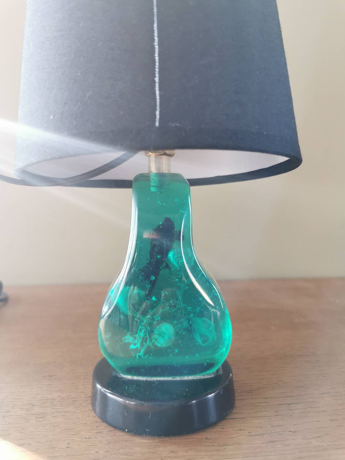 Vintage resin inclusion lamp curiosity cabinet