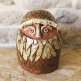 Enamelled terracotta head signed