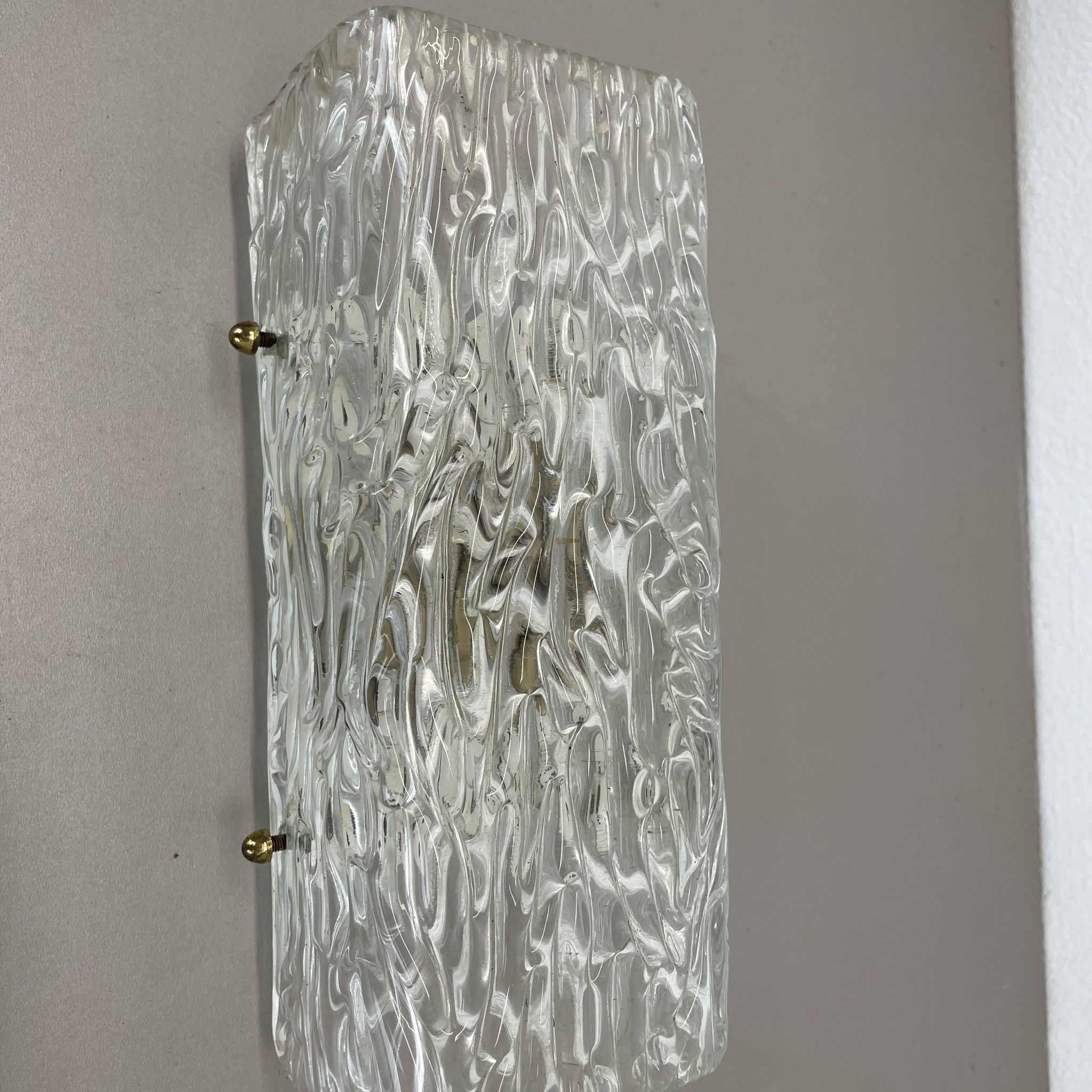 cubic Hollywood Regency Ice Glass Wall Light Made by Kalmar Lights, 1960s