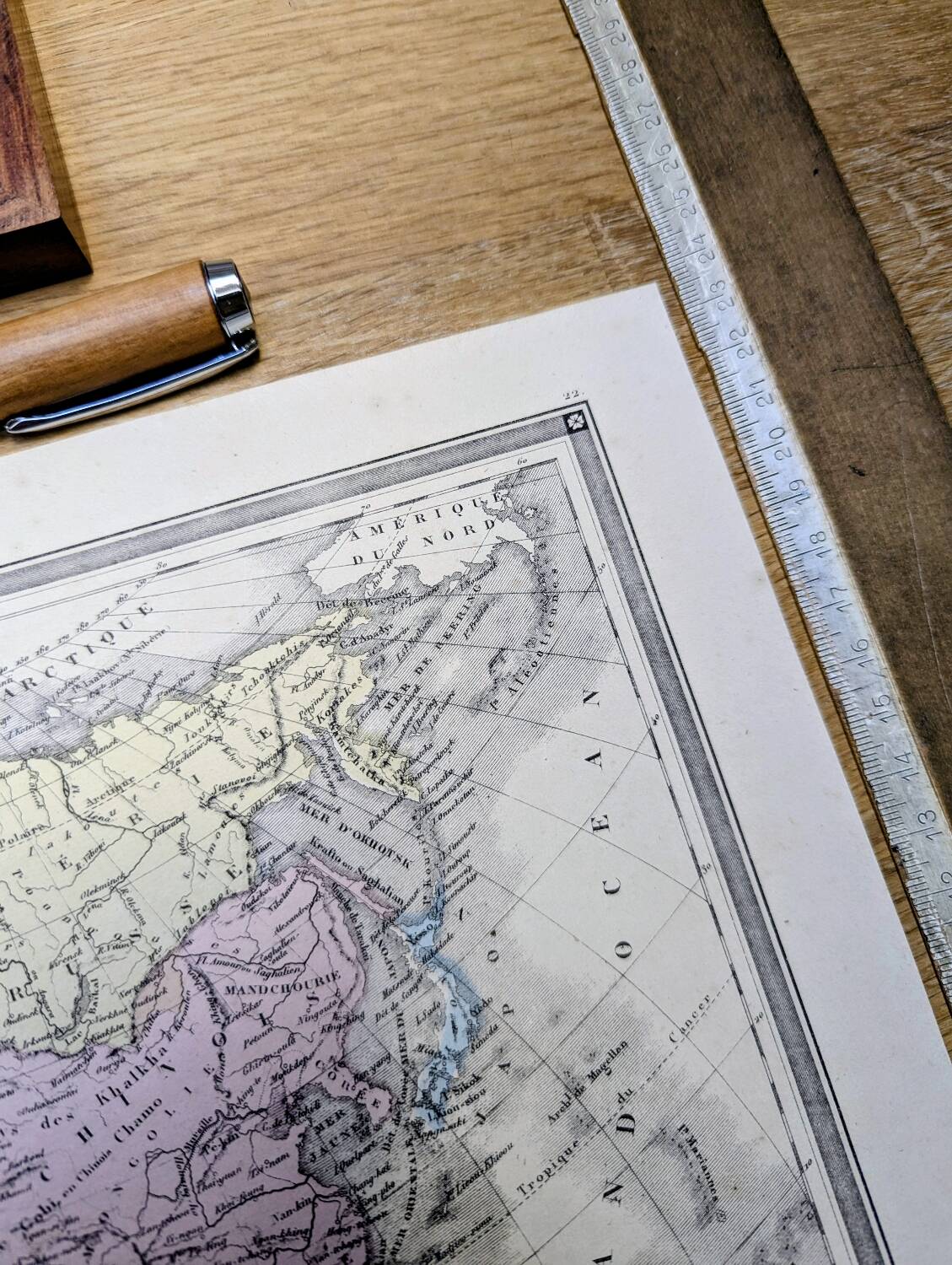 Asia, antique map, printed in 1852. Authentic.