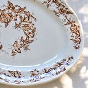 Plat ovale du XIXe siècle en terre de fer signé Longchamp "Liserons"