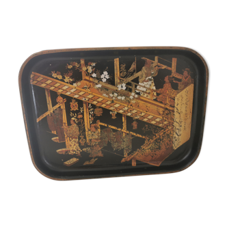 Plateau carton bouilli Napoléon 3 à décor japonisant