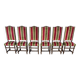 Set of 6 Louis XIII style chairs in turned wood and velvet.