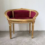 Fauteuil bois doré et velours rouge Louis XVI