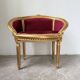 Fauteuil bois doré et velours rouge Louis XVI