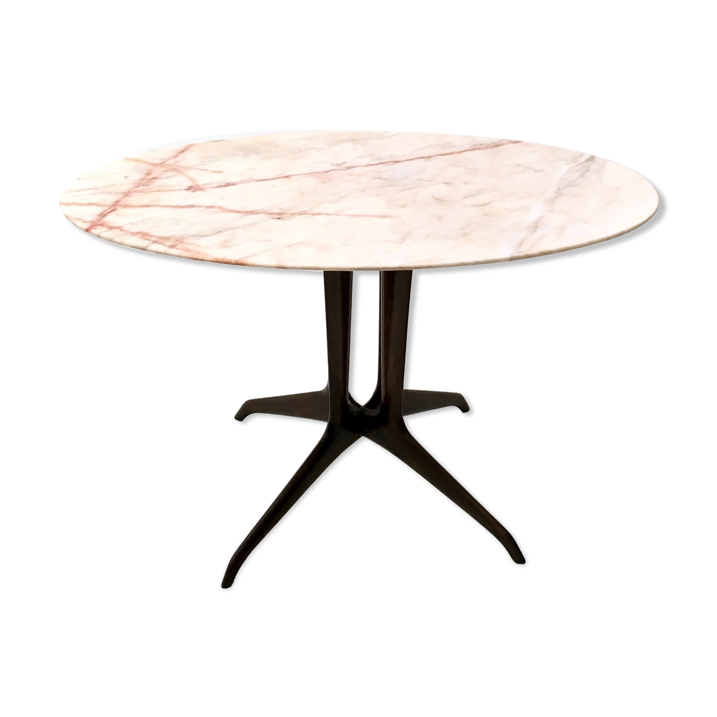 Vintage Coffee Table by Guglielmo Ulrich with an Oval Marble Top, Italy