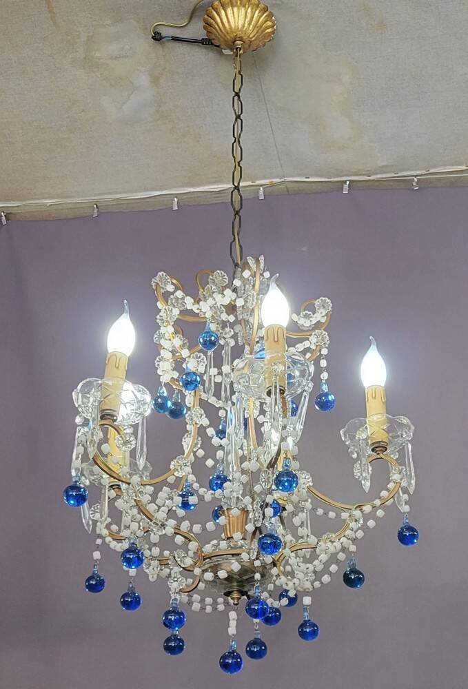 Chandelier with blue pendants