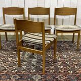 Set of 4 English chairs from the 70s in blond oak.