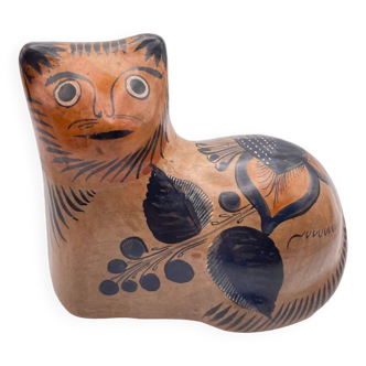 Glazed terracotta cat folklore Mexican art
