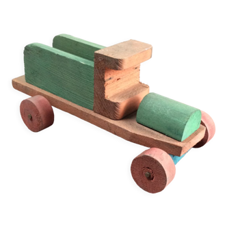 Toy green wooden truck 50's