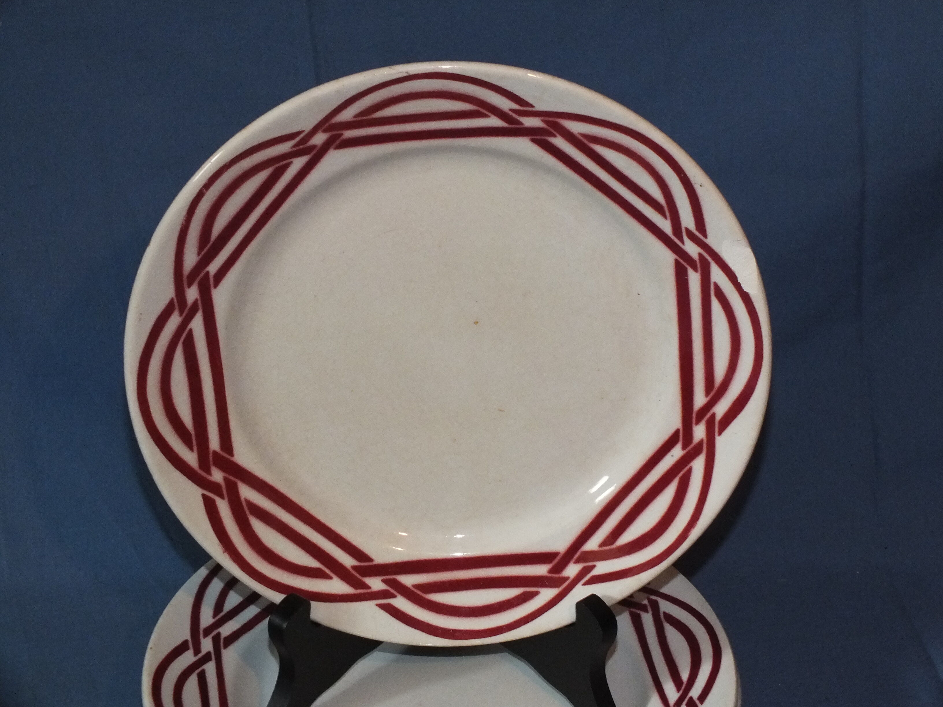6 flat plates vintage art deco - red décor