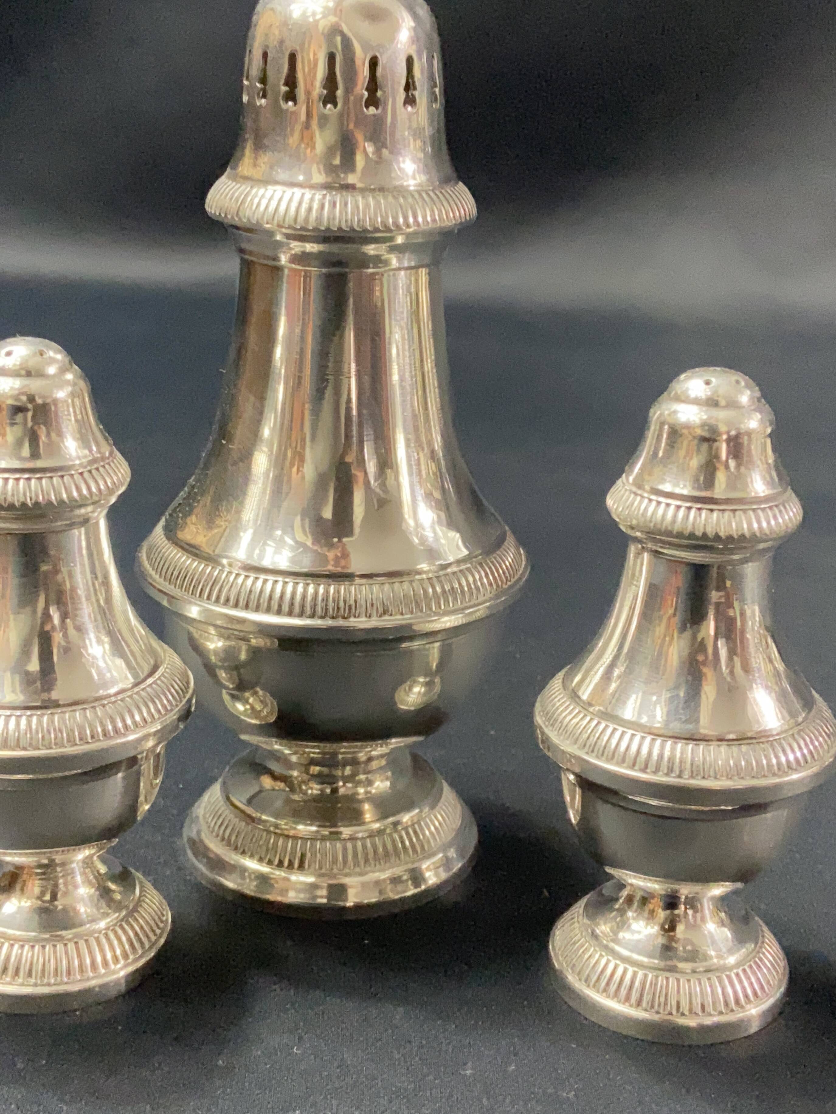Sugar shaker salt pepper shaker silver metal Louis XVI