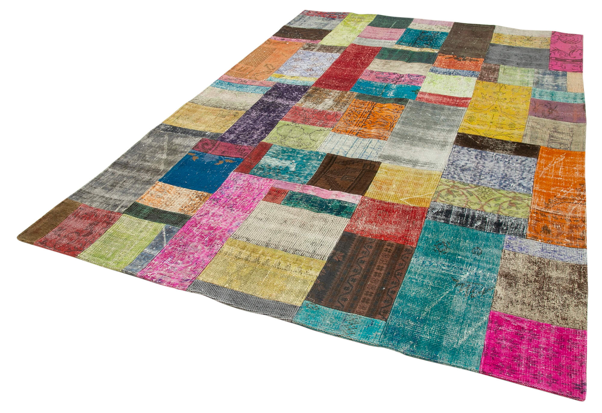 Handwoven Anatolian Contemporary 202 cm x 302 cm Multicolor Patchwork Rug