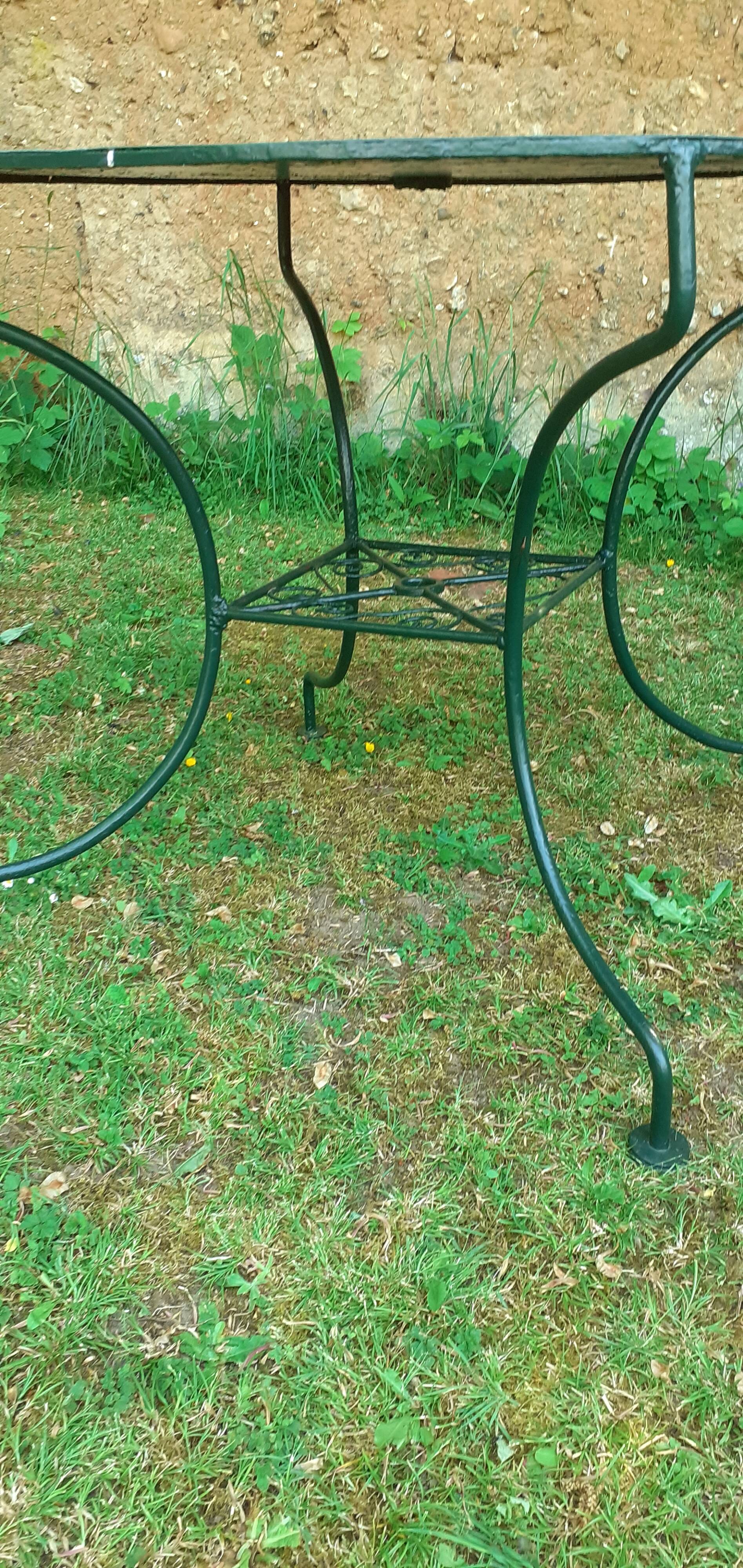 Garden furniture set 1 table 5 armchairs wrought iron wagon green