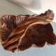 Brutalist carved wood fruit basket / vintage 60s-70s
