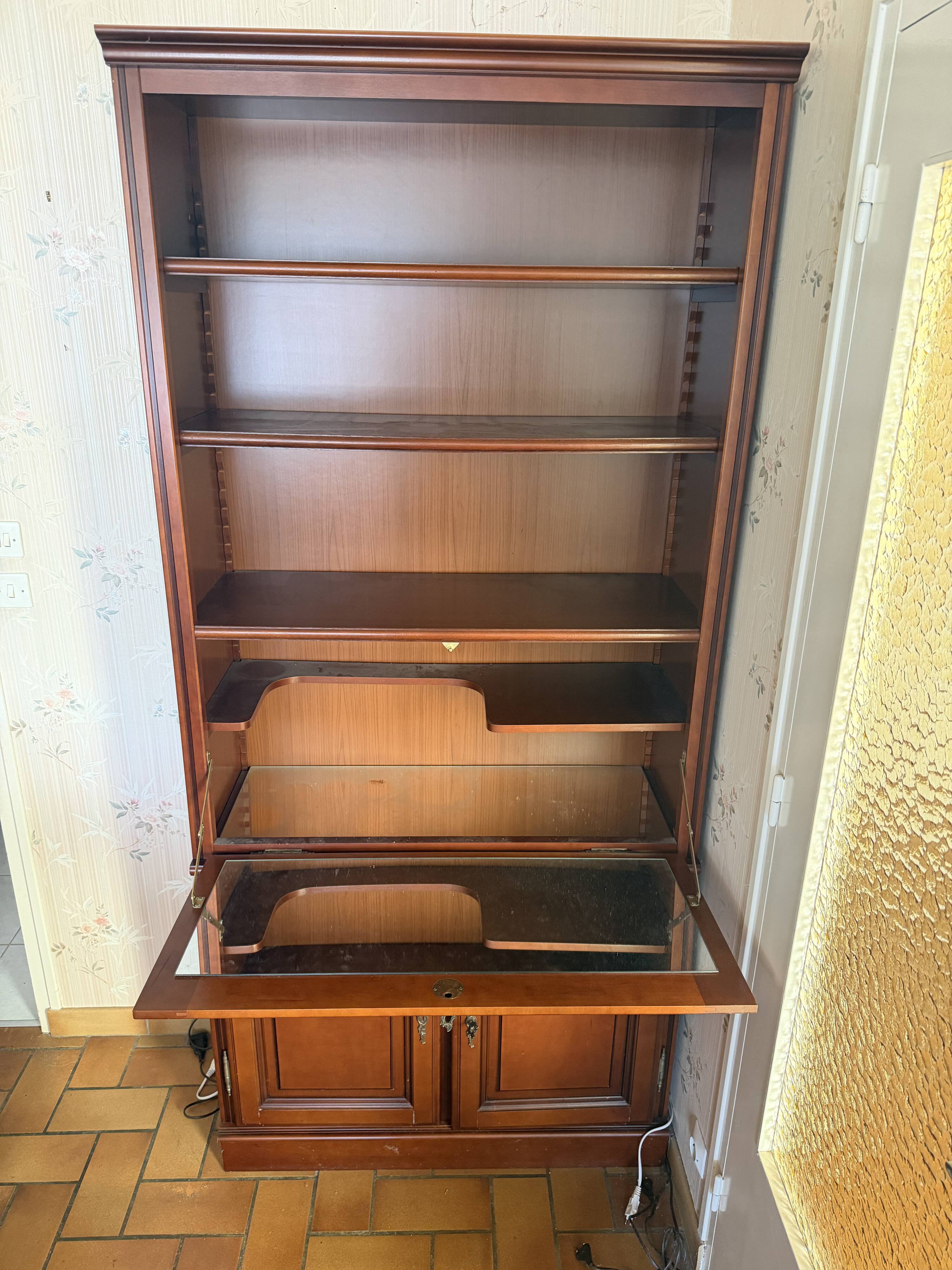 Wooden library secretary with drop-down front - Louis-Philippe style