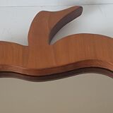 Miroir bois forme pomme, design années 70, 55x60cm