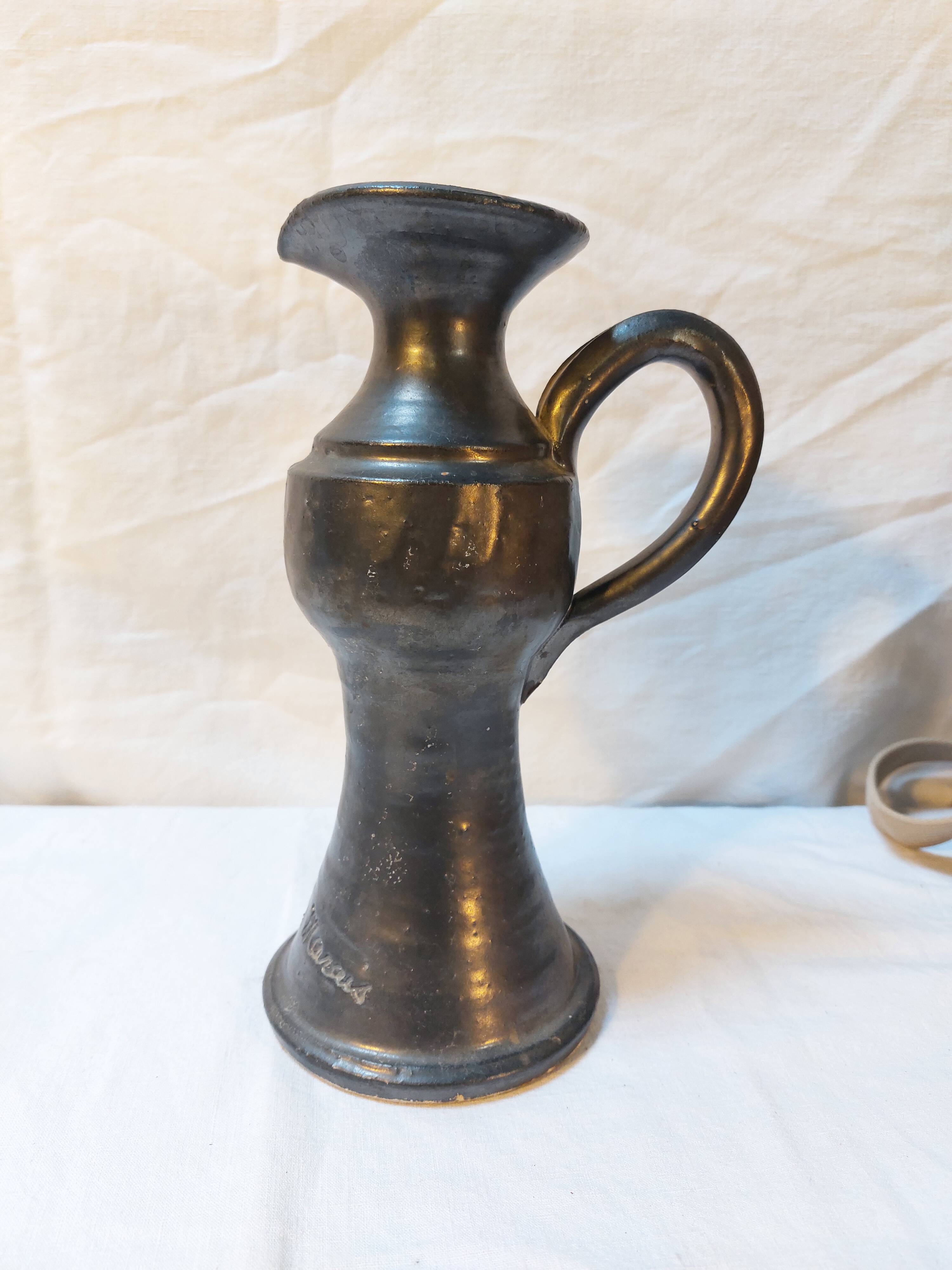 Glazed terracotta pitcher signed Jean Marais - Vallauris - Circa 1970