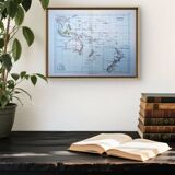 L'Océanie, carte Vintage, 1887, Authentique.