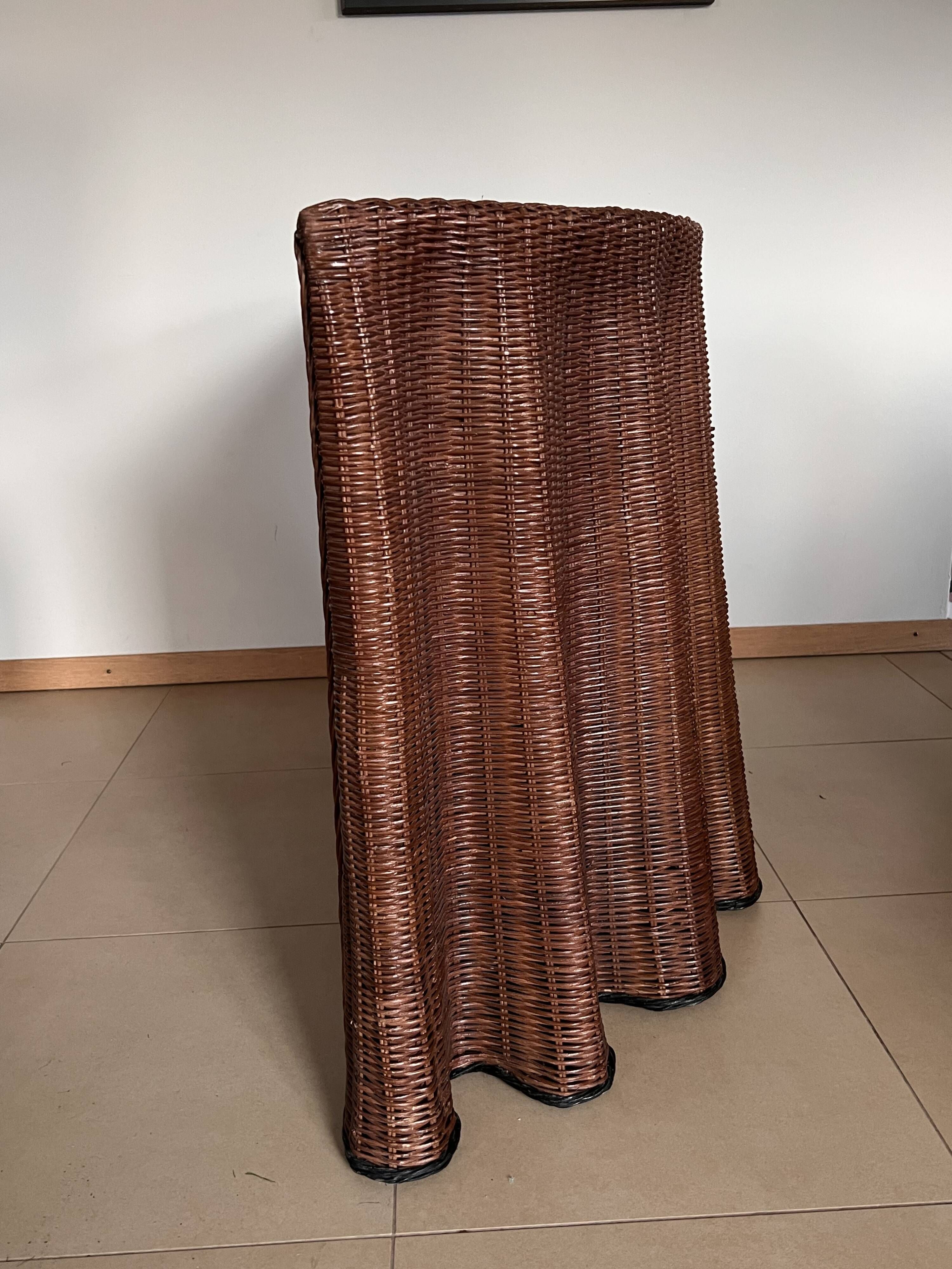 Vintage Console Wicker Trompe-l’Œil  Skirted Ghost Table