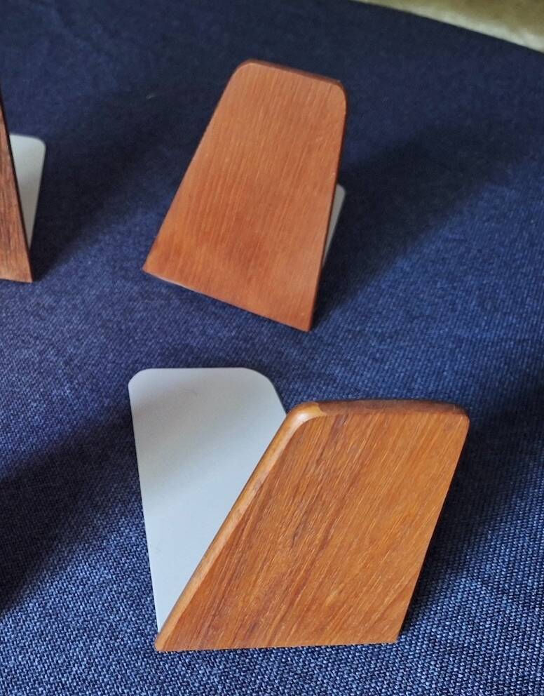 Set of 4 mid century teak bookends, Kai Kristiansen attr., Denmark 1960s