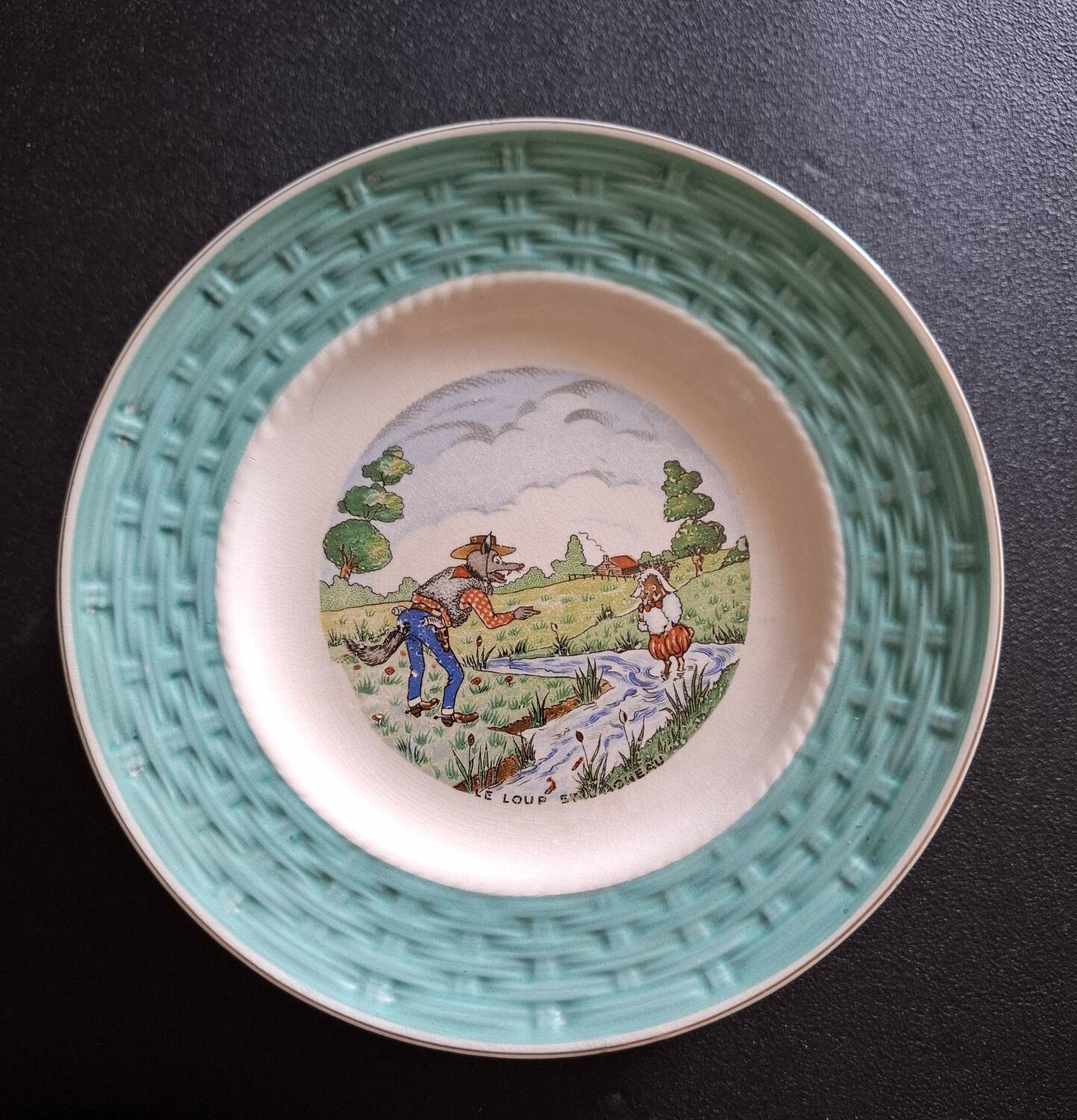 Vintage dessert service Les fables de la Fontaine