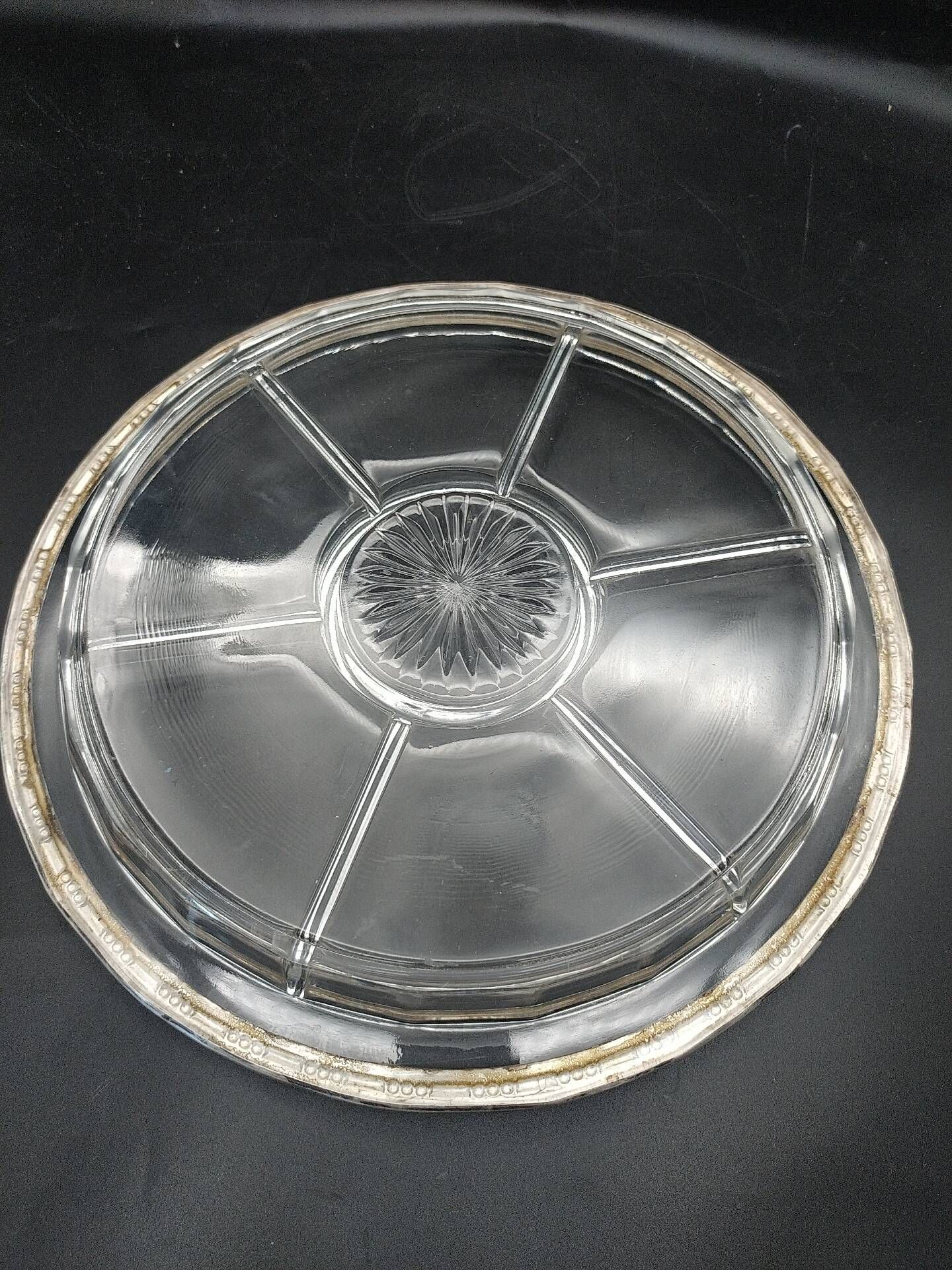 Art Deco servant in glass and solid silver.