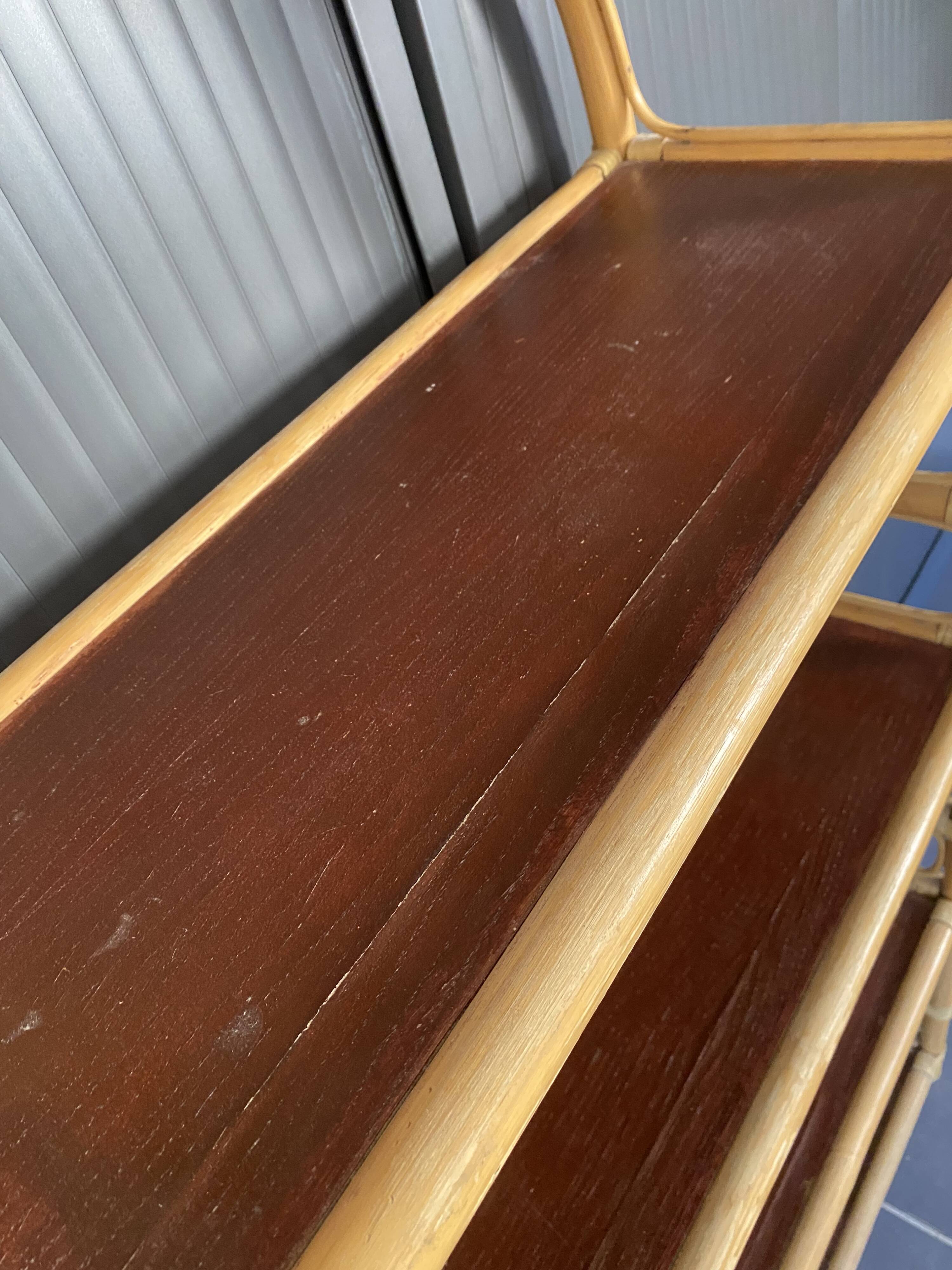 Vintage 1970s rattan bookshelf