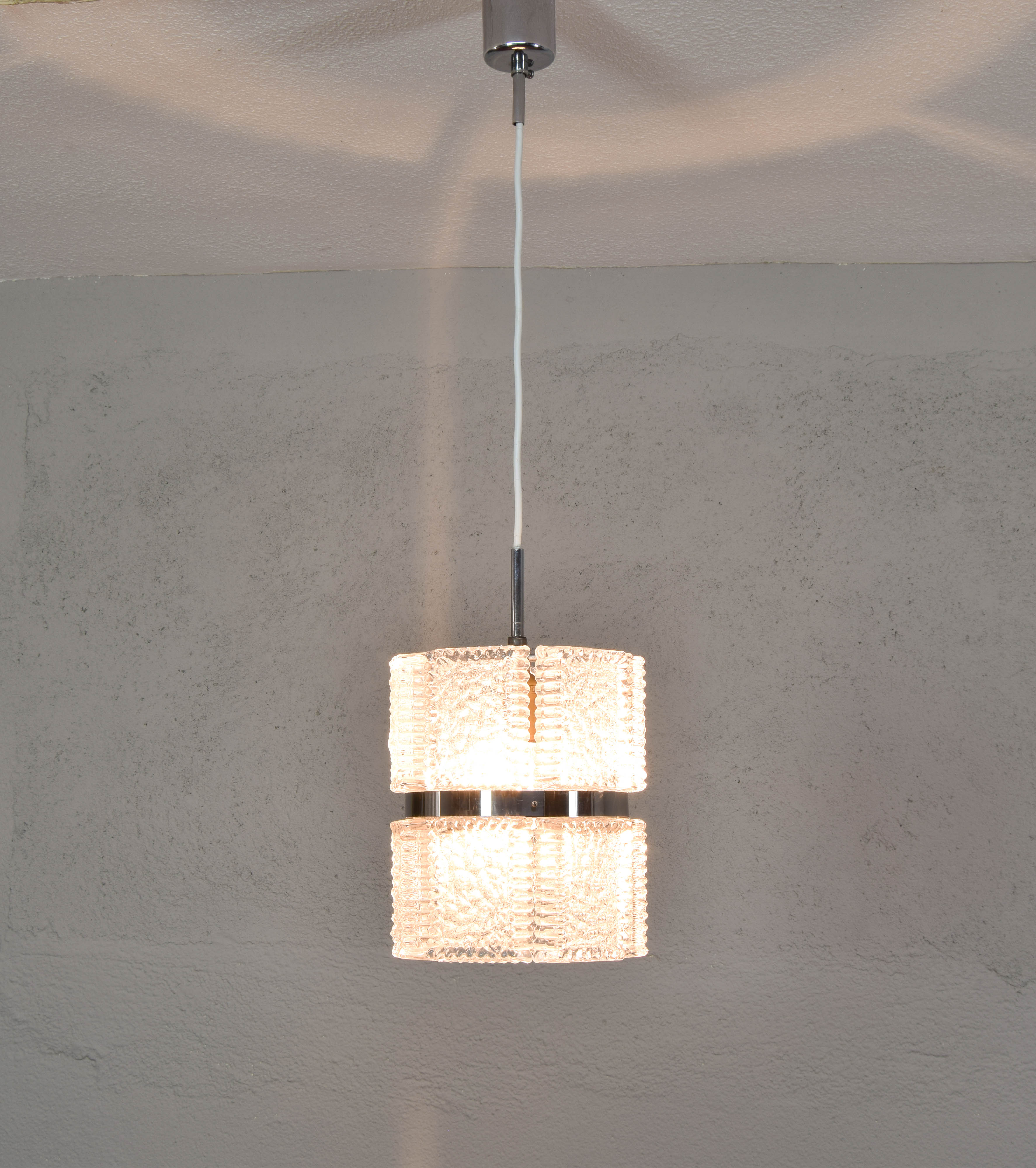 Mid Century Modern Textured Crystal Kaiser Chandelier , Germany 1960