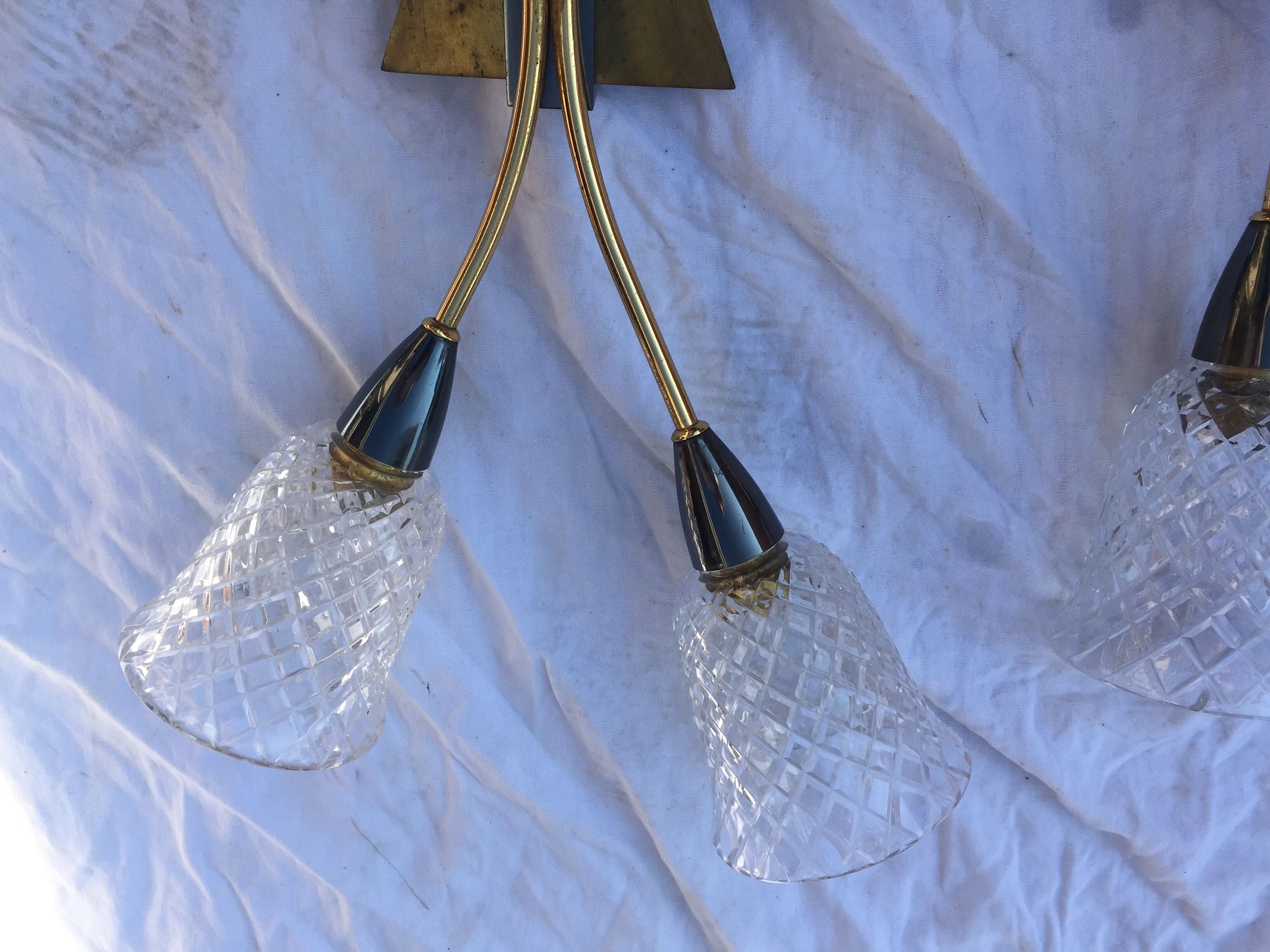 Vintage crystal wall lamps