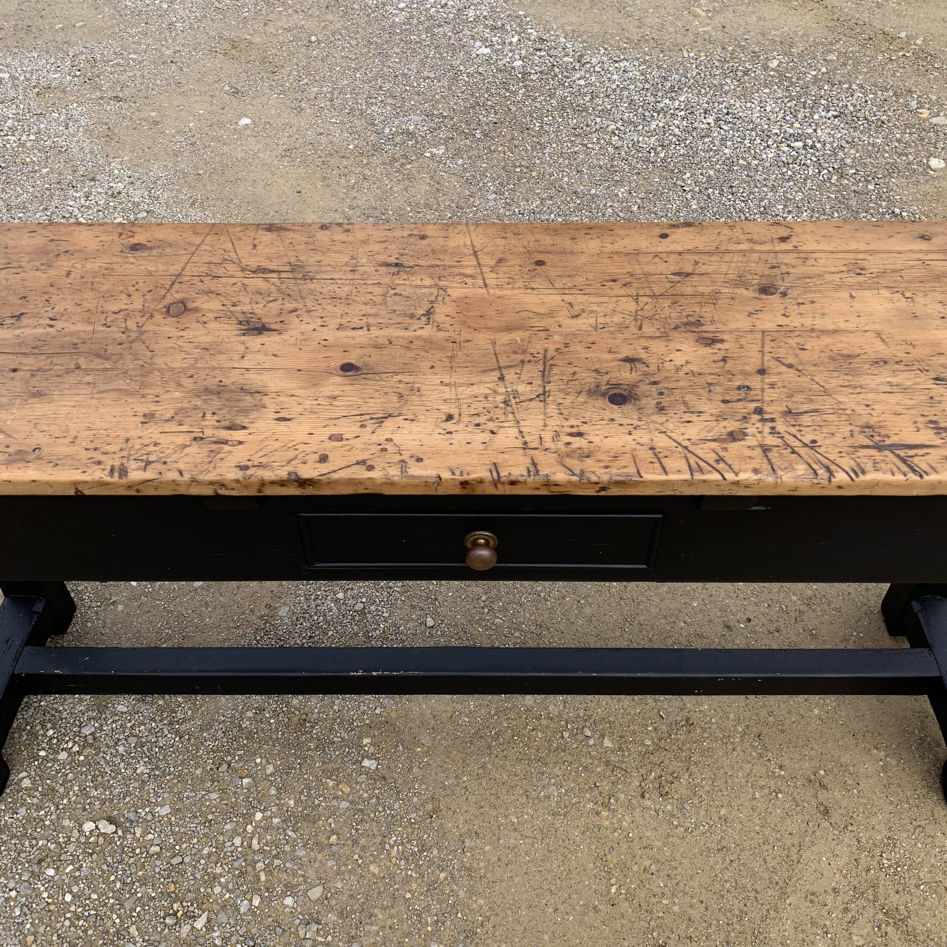 Old black wooden console