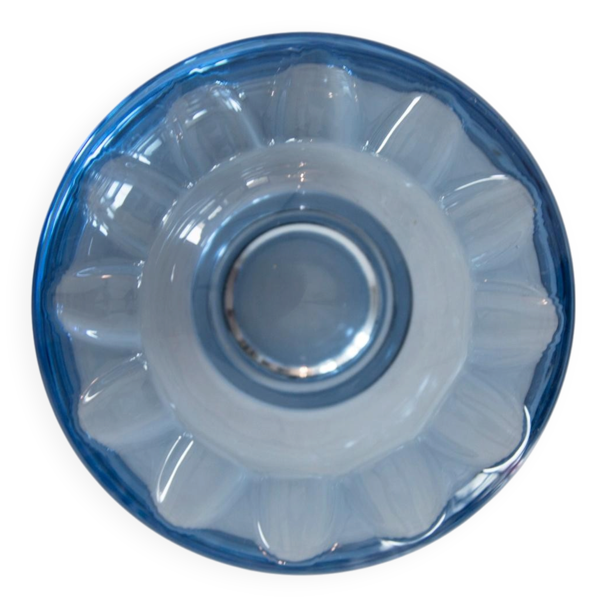 Blue Glass Ashtray Bowl Rosice Mid-Century, Czech Republic, 1970s