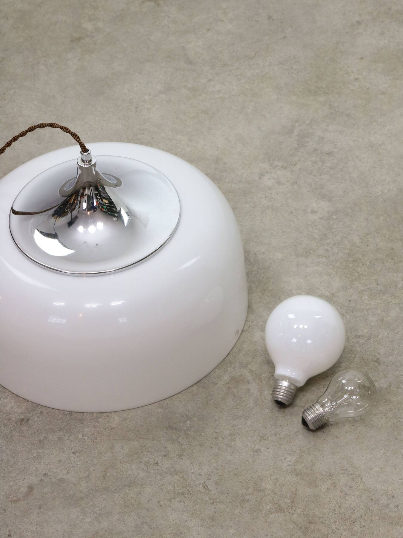 Space Age White Pendant Lamp from Guzzini, 1960s