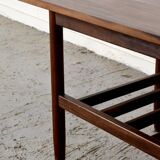 Table basse danoise vintage du milieu du siècle à deux niveaux en Afromosia.