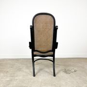 Antique black bentwood and cane lounge armchair by Thonet 19th century