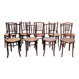 Series of 7 old bar cane cane bistro chairs