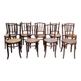 Series of 7 old bar cane cane bistro chairs