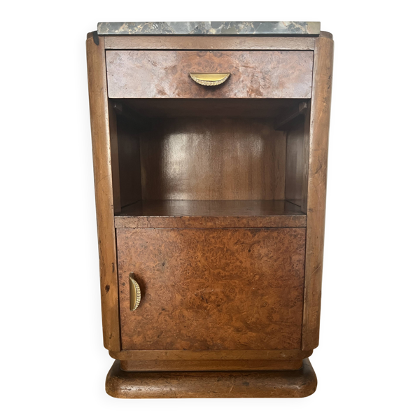 Table de chevet en noyer burr Art Déco français, années 1920/30