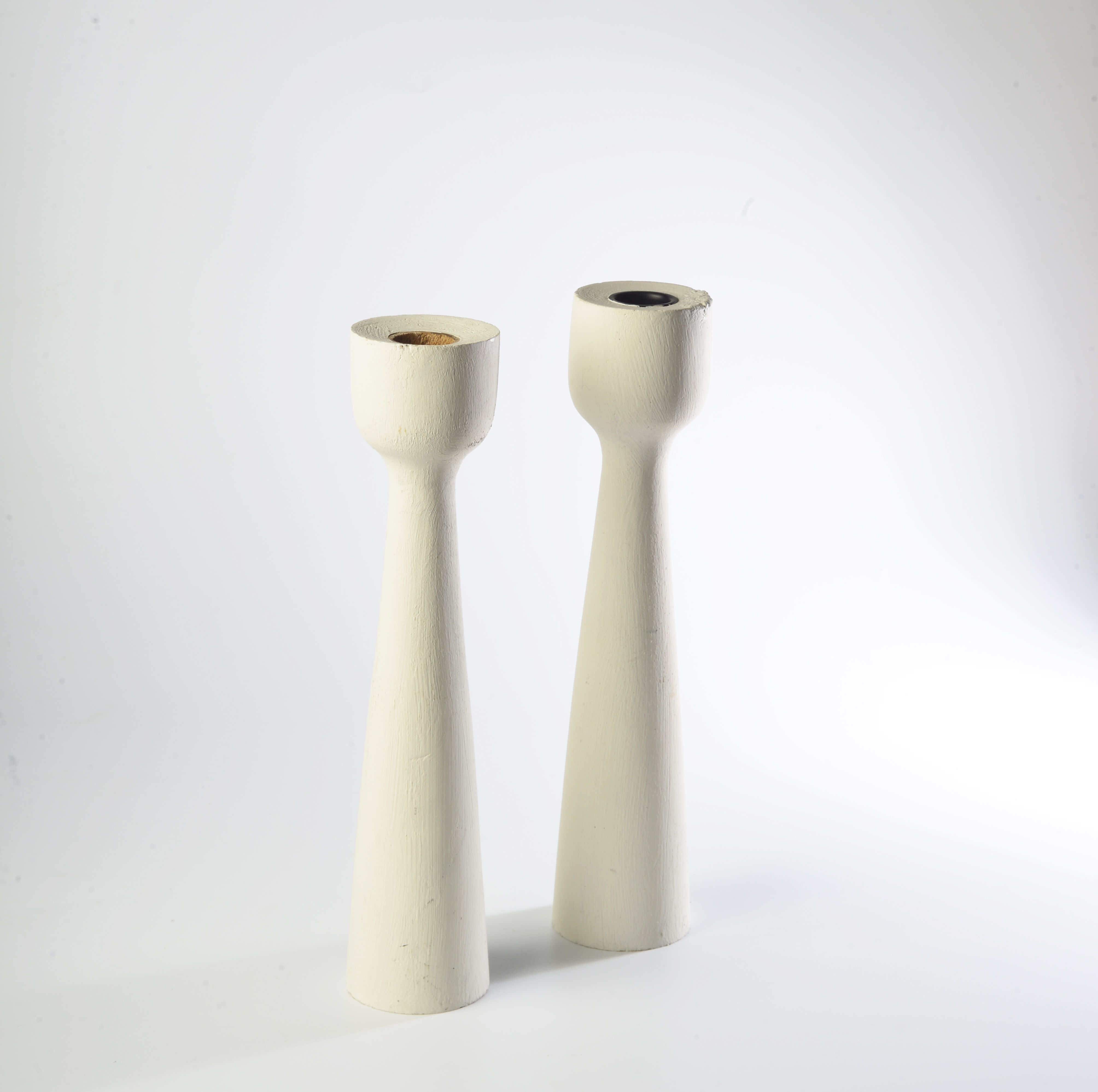 Pair of Scandinavian wood candle holders
