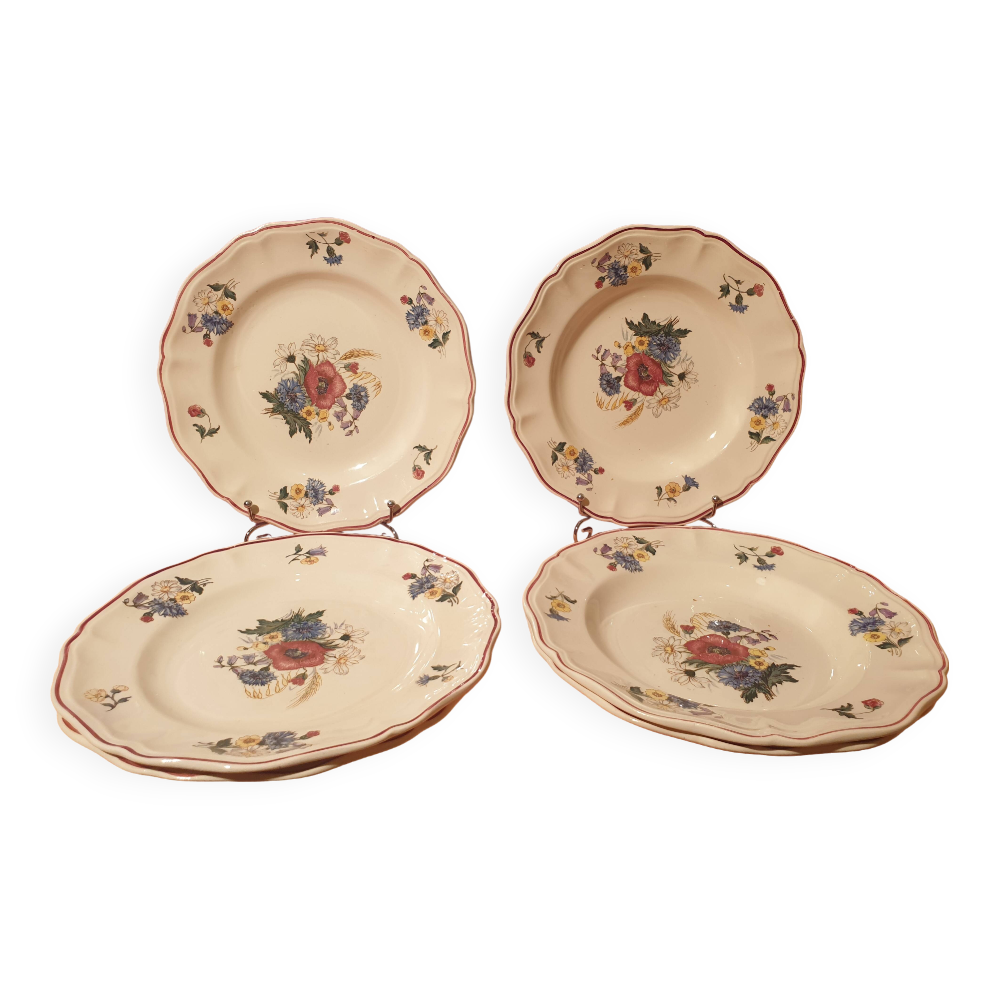 3 flat plates 3 soup plates Agreste Digoin Sarreguemines