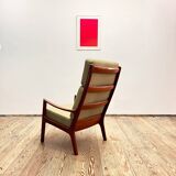 Danish Mid-Century  Lounge Chair and Stool by Ole Wanscher for Poul Jeppensens, Senator Series