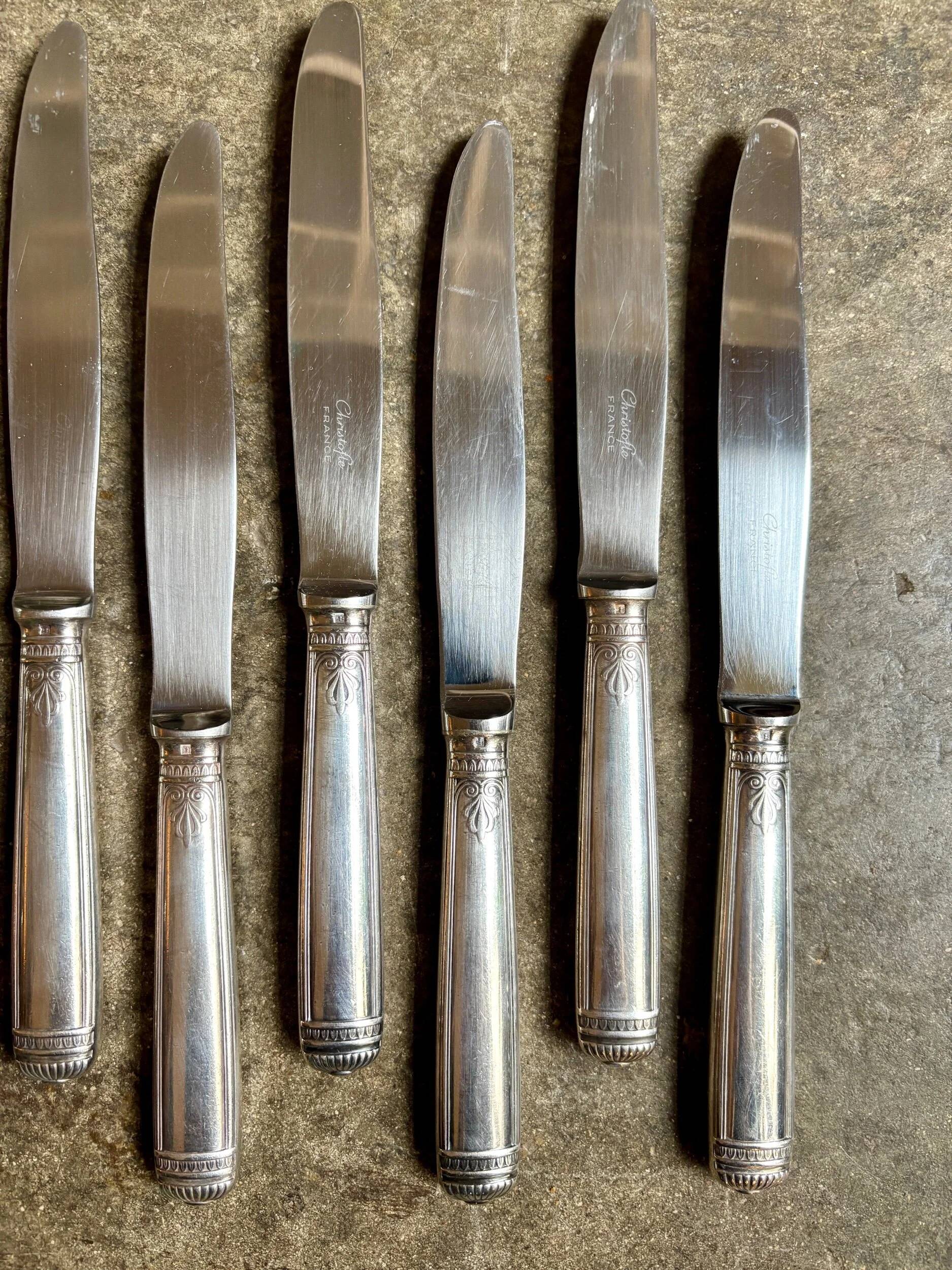 6 Christofle silver-plated knives, "Malmaison" service