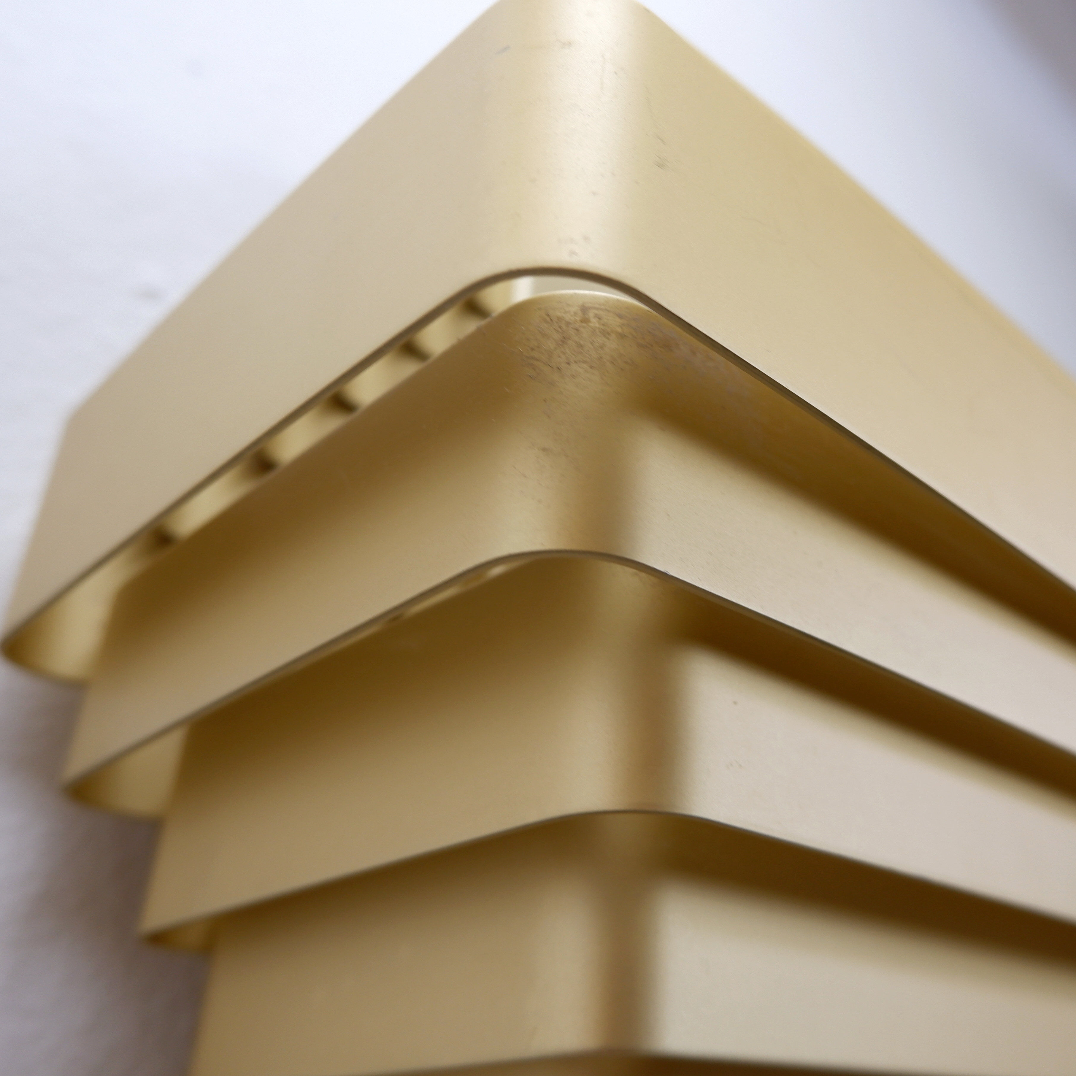 Pair of gold-plated aluminum wall lights by Jules Wabbes - 2 pairs available (1)