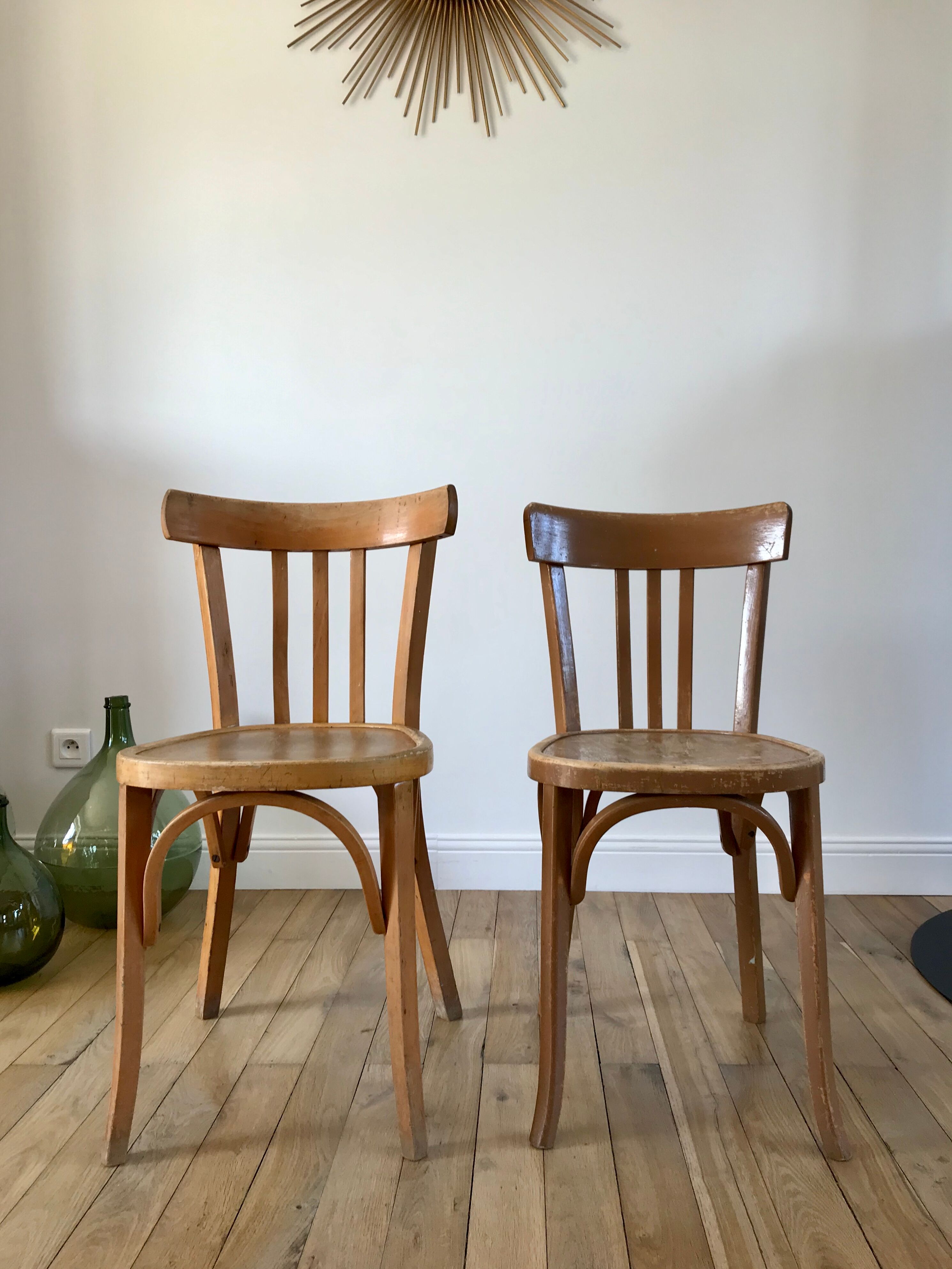 Duo of bistro chairs style Baumann vintage 40s-50s